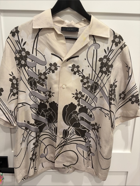 AMIRI Other - AMIRI Beige and Black Floral Short-Sleeve Button Shirt